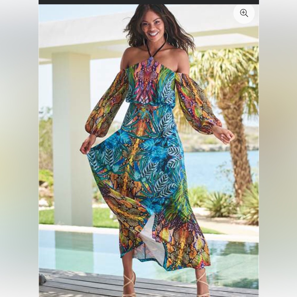 VENUS Multicolor Off-Shoulder Maxi Dress